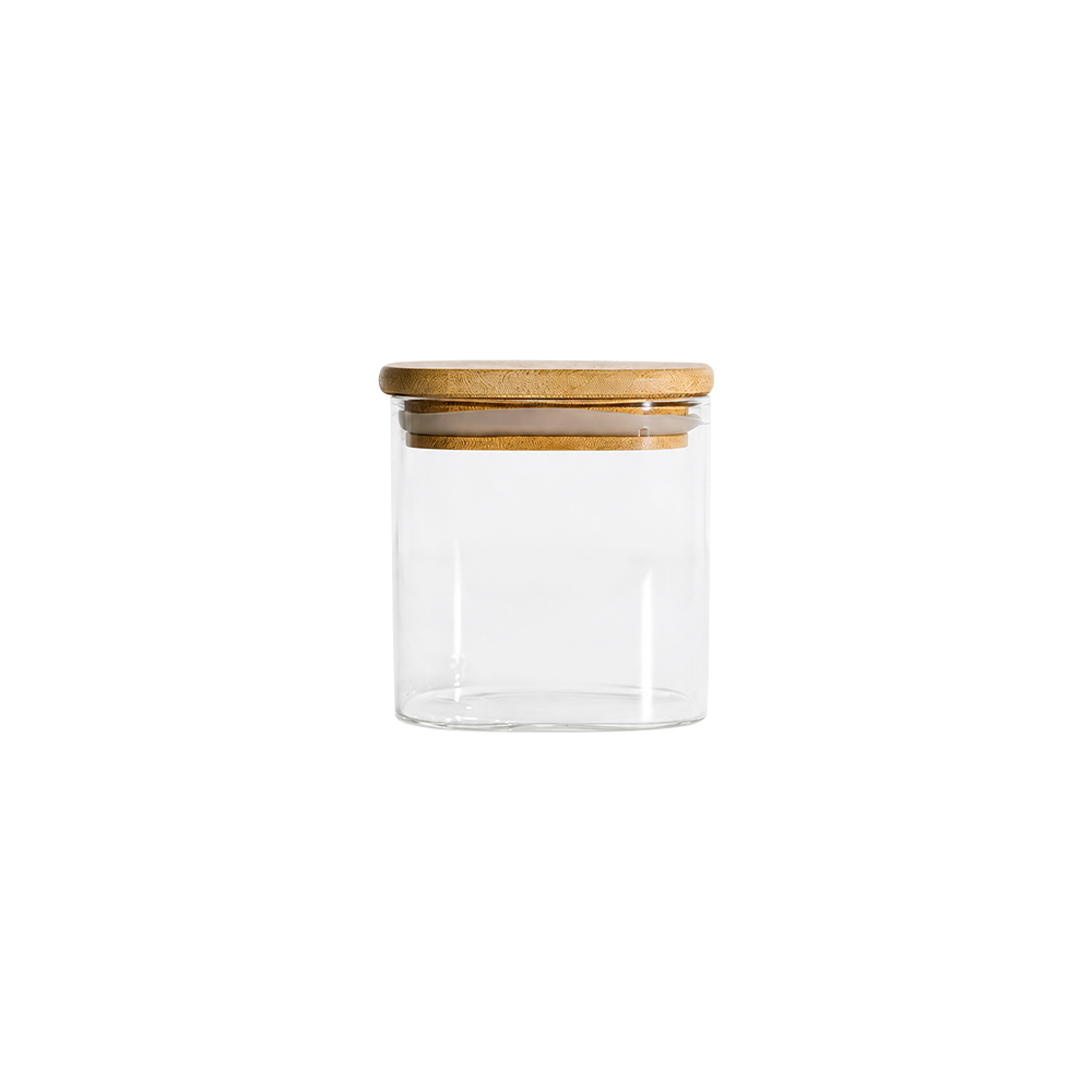 Bamboo Lid Borosilicate Glass Storage Jar