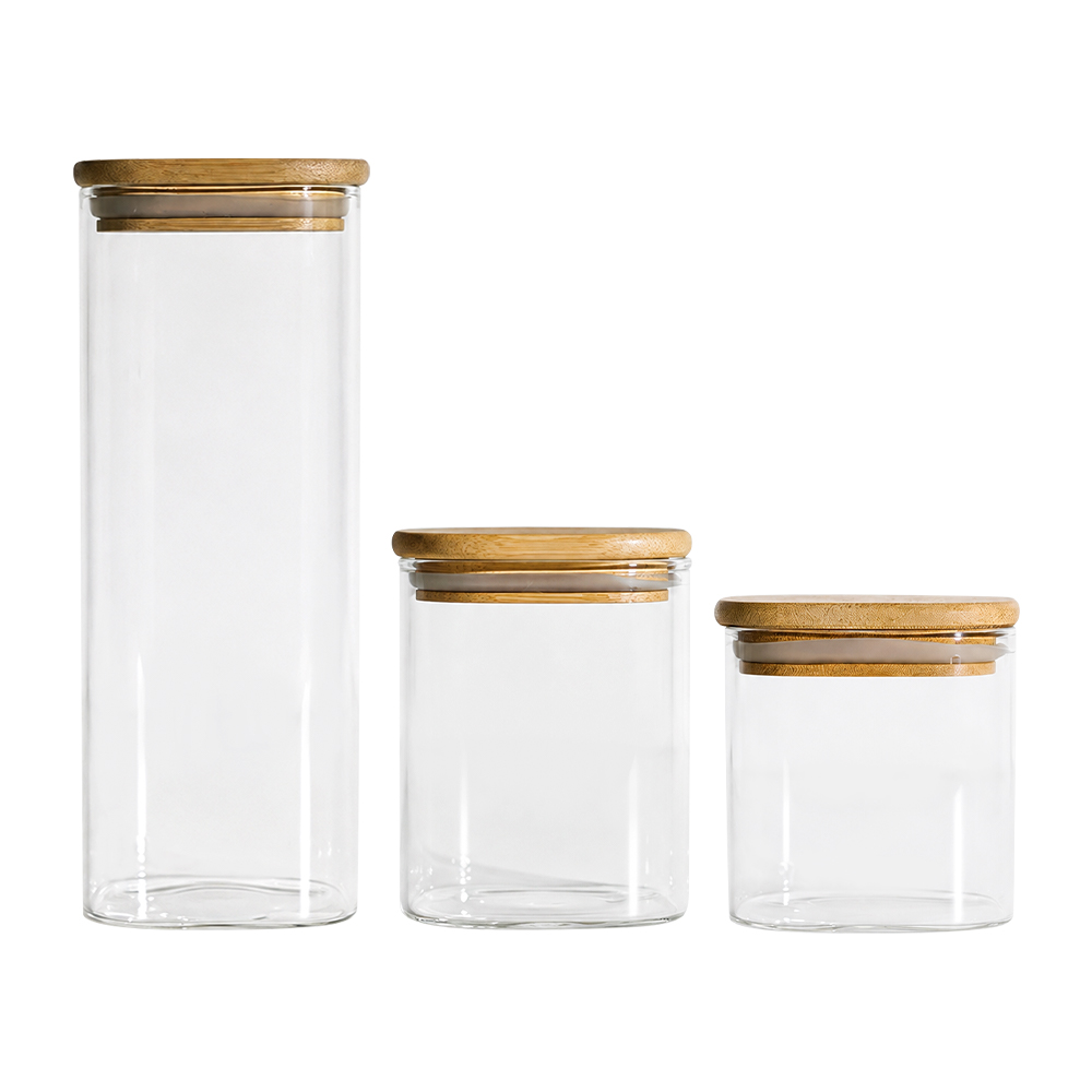 Bamboo Lid Borosilicate Glass Storage Jar