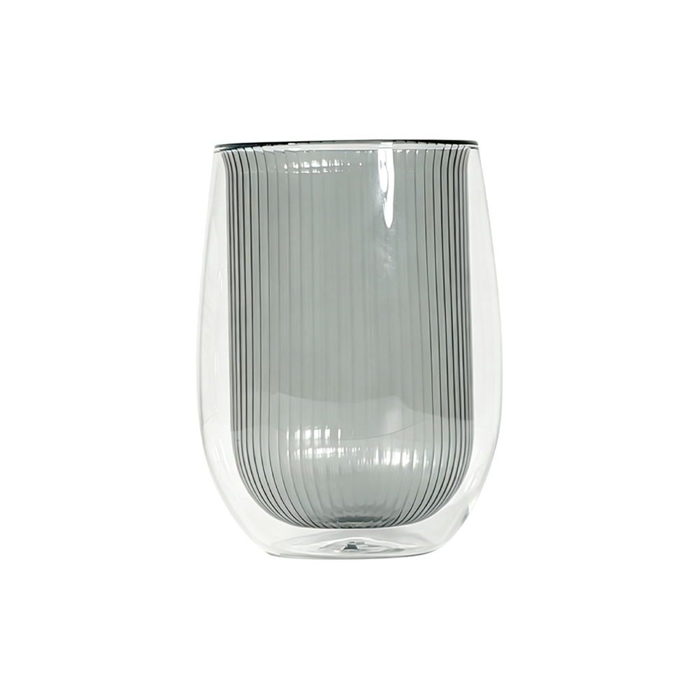 Borosilicate Double Wall Glass Tumbler With Vertical Stripes