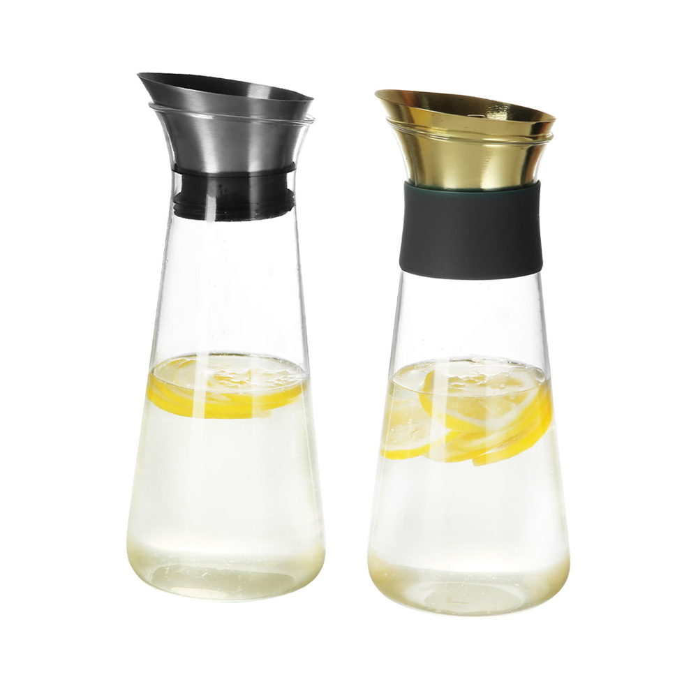 Conical Borosilicate Glass Water Pitchers with Lids