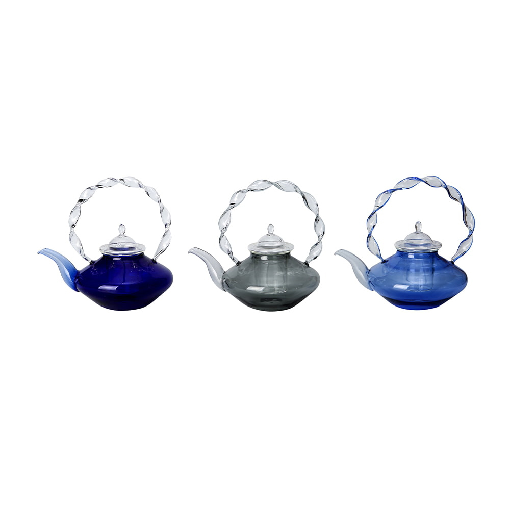 Colored Borosilicate Glass Teapot with Twisted Glass Handle