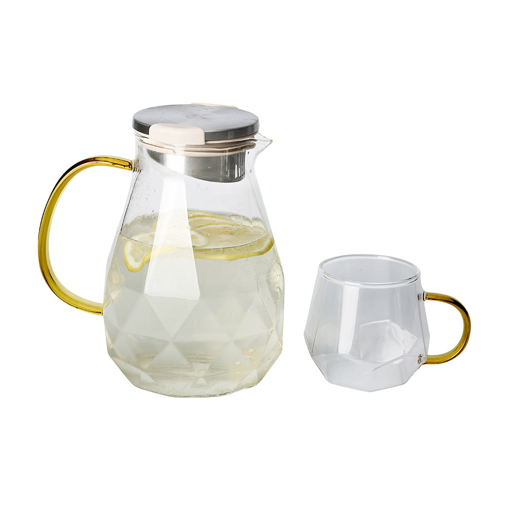 Borosilicate Glass Teapot Set with Gold Handle & Cup