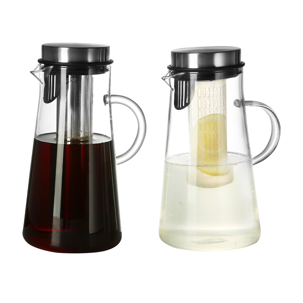 Glass Cold Brew Tea Maker with Stainless Steel Filter & Lid