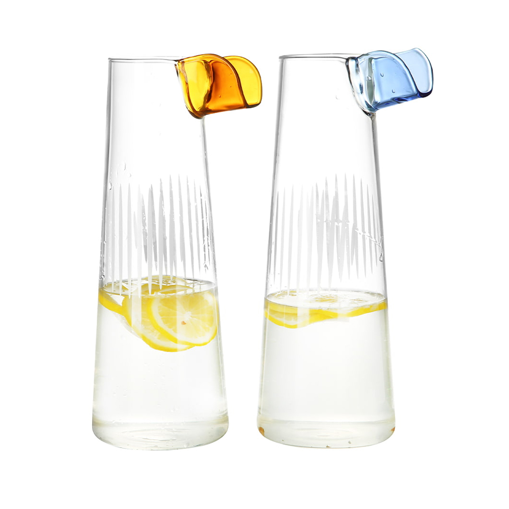Borosilicate Glass Water Pitcher with Colored Spout