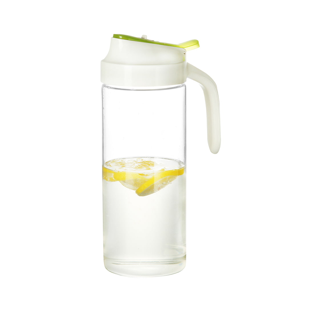 Borosilicate Glass Water Pitcher with Handle & Flip-top Spout Lid