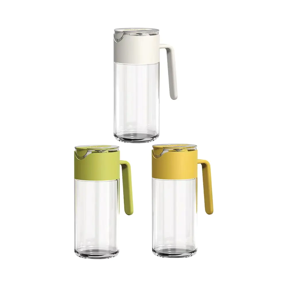 Auto Flip Glass Oil Dispenser with Handle, Multi-color Options