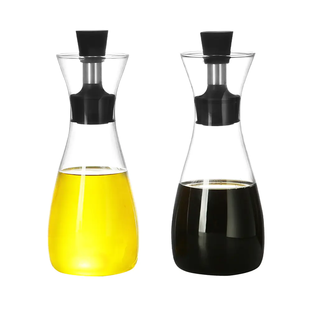 Clear Glass Olive Oil Cruet with Detachable Pour Spout Stopper