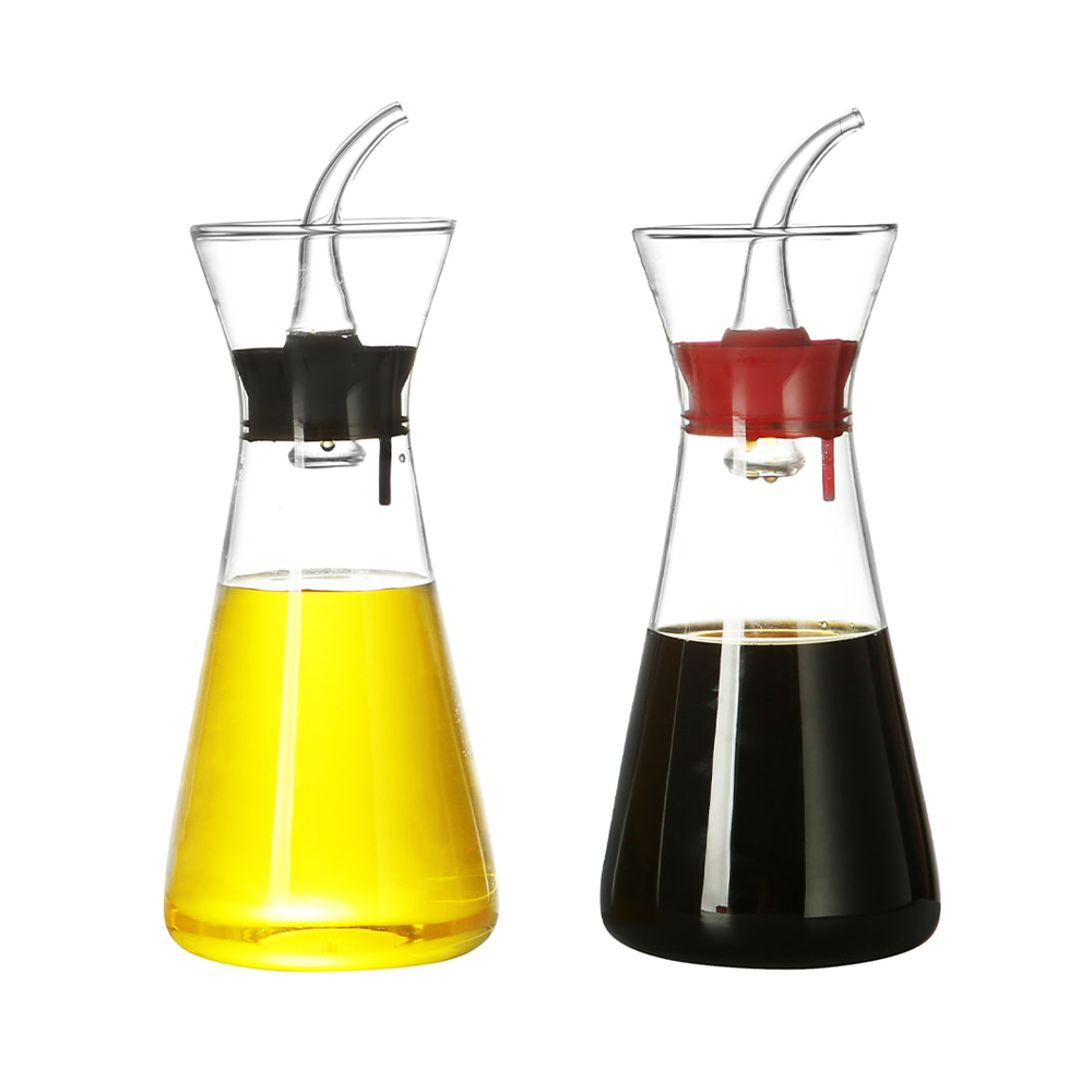 Clear Glass Olive Oil Cruet with Removable Pour Spout Stopper