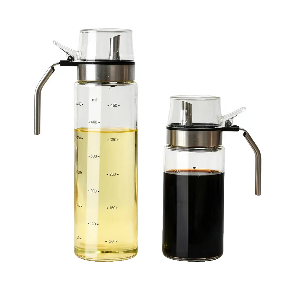 Glass Oil & Vinegar Dispenser with Scale & Stainless Steel Spout