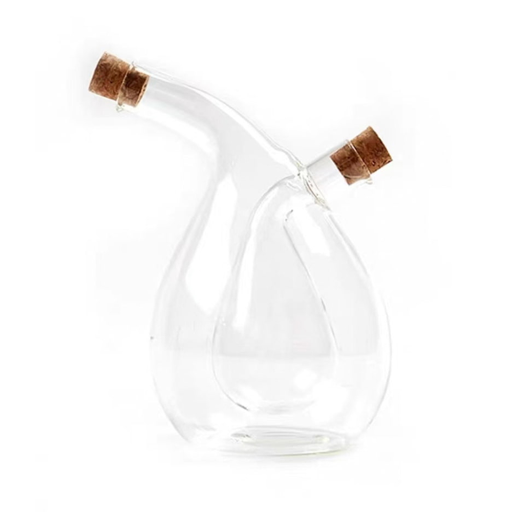 2-in-1 Double Chamber Teardrop Glass Oil & Vinegar Bottle