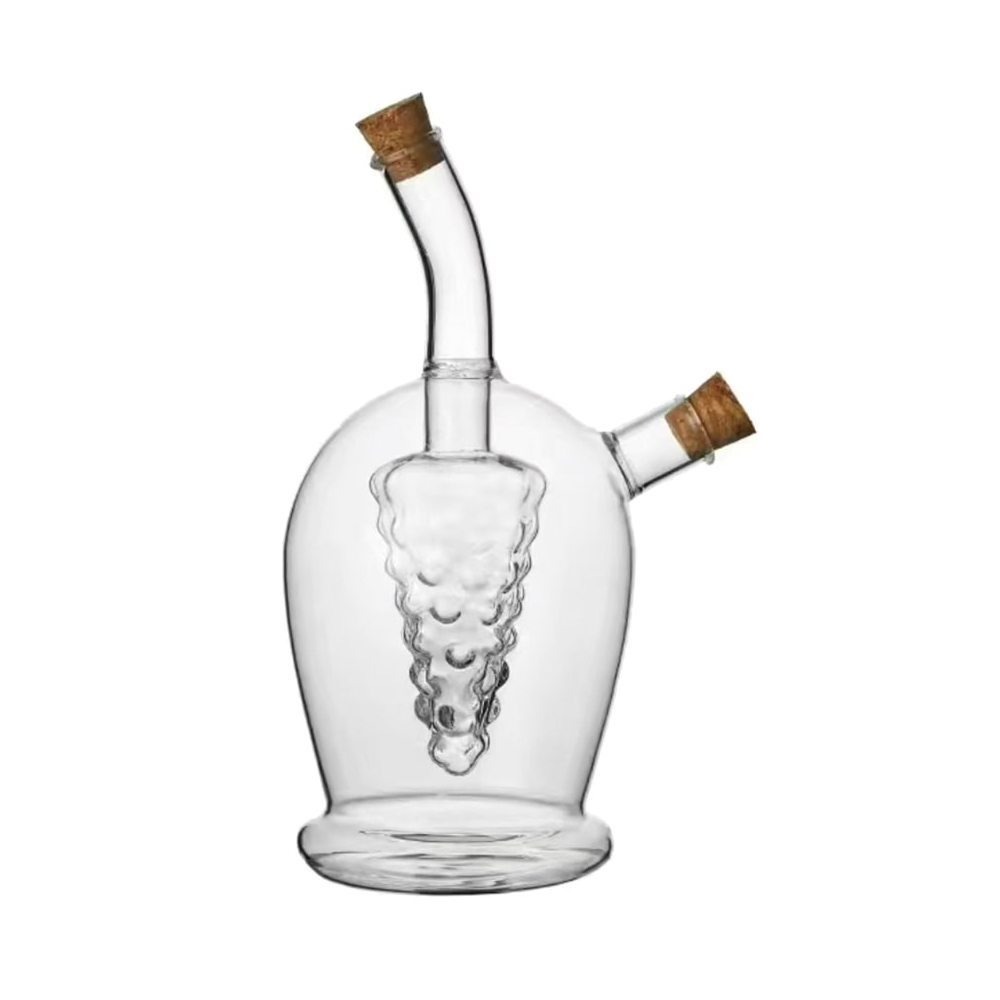 Creative Dual Chamber Glass Oil & Vinegar Dispenser with Cork Stoppers