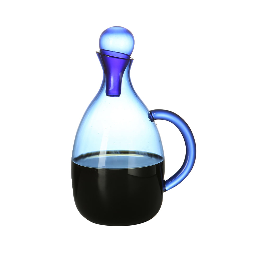 Glass Oil Cruet with Blue Handle & Ball-top Stopper